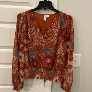 V neck printed Blouse - Joie Brand - Sz M